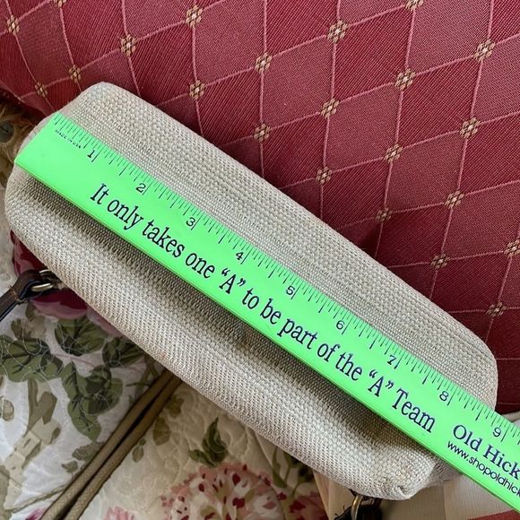 Rosetti Small Beige Tan Purse With Brown Leather Strap (34” strap) And Accents - Picture 3 of 16